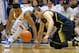 DURHAM, NC - DECEMBER 03: Quinn Cook #2 of the Duke Blue Devils battles for a loose ball with Nik Stauskas #11 of the Michigan Wolverines during play at Cameron Indoor Stadium on December 3, 2013 in Durham, North Carolina. Duke won 79-69. (Photo by Gran