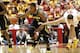 AMES, IA - NOVEMBER 17: Glenn Robinson III #1 of the Michigan Wolverines steals the ball away from Georges Niang #31 of the Iowa State Cyclones at mid court in the first half of play at Hilton Coliseum on November 17, 2013 in Ames, Iowa. (Photo by David