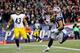 FOXBORO, MA - NOVEMBER 3: Danny Amendola #80 of the New England Patriots scores a touchdown by Troy Polamalu #43 of the Pittsburgh Steelers in the first quarter during a game at Gillette Stadium on November 3, 2013 in Foxboro, Massachusetts. (Photo by Jim