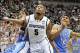 Nov 15, 2013; East Lansing, MI, USA; Michigan State Spartans center Adreian Payne (5) and Columbia Lions guard Maodo Lo (12) fights for position during the 2nd half at Jack Breslin Student Events Center. MSU won 62-53. Mandatory Credit: Mike Carter-USA TO