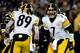 BALTIMORE, MD - NOVEMBER 28: Ben Roethlisberger #7 of the Pittsburgh Steelers reacts during the second half of an NFL game against the Baltimore Ravens at M&T Bank Stadium on November 28, 2013 in Baltimore, Maryland. (Photo by Patrick Smith/Getty Images