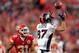 KANSAS CITY, MO - DECEMBER 01: Wide receiver Eric Decker #87 of the Denver Broncos makes a catch as cornerback Marcus Cooper #31 of the Kansas City Chiefs defends during the game at Arrowhead Stadium on December 1, 2013 in Kansas City, Missouri. (Photo
