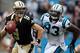 CHARLOTTE, NC - SEPTEMBER 16: Drew Brees #9 of the New Orleans Saints during their game at Bank of America Stadium on September 16, 2012 in Charlotte, North Carolina. (Photo by Streeter Lecka/Getty Images)