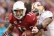 GLENDALE, AZ - DECEMBER 11: Wide receiver Larry Fitzgerald #11 of the Arizona Cardinals runs with the football on a 53 yard reception against the San Francisco 49ers during the fourth quarter of the NFL game at the University of Phoenix Stadium on Decemb