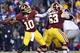 Dec 1, 2013; Landover, MD, USA; Washington Redskins quarterback Robert Griffin III (10) throws the ball against the New York Giants in the second quarter at FedEx Field. Mandatory Credit: Geoff Burke-USA TODAY Sports