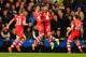 LONDON, ENGLAND - DECEMBER 01: Jay Rodriguez of Southampton (2L) is congratulated by Pablo Daniel Osvaldo (2R) as he scores their first goal in the first minute during the Barclays Premier League match between Chelsea and Southampton at Stamford Bridge o