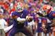 Nov 23, 2013; Clemson, SC, USA; Clemson Tigers quarterback Tajh Boyd (left) hands off the ball during the second quarter against the Citadel Bulldogs at Clemson Memorial Stadium. Mandatory Credit: Joshua S. Kelly-USA TODAY Sports