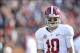 Nov 30, 2013; Auburn, AL, USA; Alabama Crimson Tide quarterback AJ McCarron (10) warms up prior to the game against the Auburn Tigers at Jordan Hare Stadium. Mandatory Credit: John David Mercer-USA TODAY Sports
