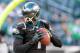 Dec 1, 2013; Philadelphia, PA, USA; Philadelphia Eagles quarterback Michael Vick (7) warms up before the game against the Arizona Cardinals at Lincoln Financial Field. Mandatory Credit: John Geliebter-USA TODAY Sports