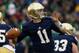 SOUTH BEND, IN - NOVEMBER 02: Tommy Rees #11 of the Notre Dame Fighting Irish passes against the Navy Midshipmen at Notre Dame Stadium on November 2, 2013 in South Bend, Indiana. (Photo by Jonathan Daniel/Getty Images)