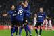 AMSTERDAM, NETHERLANDS - FEBRUARY 16: Ashley Young (#18) of Manchester United celebrates scoring his sides opening goal with his teammates during the UEFA Europa League round of 32 first leg match between Ajax and Manchester United at Amsterdam Arena on