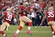 Oct 6, 2013; San Francisco, CA, USA; San Francisco 49ers defensive end Tony Jerod-Eddie (63) intercepts a pass from Houston Texans quarterback Matt Schaub (not pictured) during the third quarter at Candlestick Park. The San Francisco 49ers defeated the Ho
