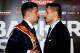 LONDON, ENGLAND - OCTOBER 10: Darren Barker and Felix Sturm go head to head to during a Matchroom press conference to announce their IBF Middlweight World Title fight on October 10, 2013 in London, England. (Photo by Scott Heavey/Getty Images)