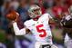 EVANSTON, IL - OCTOBER 05: Braxton Miller #5 of the Ohio State Buckeyes passes against the Northwestern Wildcats at Ryan Field on October 5, 2013 in Evanston, Illinois. Ohio State defeated Northwestern 40-30. Photo by Jonathan Daniel/Getty Images) (Phot
