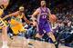 DENVER, CO - APRIL 17: Kendall Marshall #12 of the Phoenix Suns dribbles up the court against the Denver Nuggets on April 17, 2013 at the Pepsi Center in Denver, Colorado. NOTE TO USER: User expressly acknowledges and agrees that, by downloading and/or us