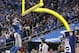 DETROIT, MI - NOVEMBER 28: Calvin Johnson #81 of the Detroit Lions celebrates after scoring on a 20 yard touchdown pass from Matthew Stafford #9 during the third quarter of the game against the Green Bay Packers at Ford Field on November 28, 2013 in Detr