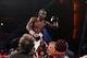 Apr 13, 2013; New York, NY, USA; Guillermo Rigondeaux celebrates his 12-round unanimous decision win over Nonito Donaire (not shown) at Radio City Music Hall. Mandatory Credit: Ed Mulholland-USA TODAY Sports