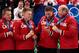 VANCOUVER, BC - FEBRUARY 27: (L-R) Ben Hebert, Marc Kennedy, John Morris, Kevin Martin of Canada look at their gold medals after the Curling Men's Gold medal game on day 16 of the Vancouver 2010 Winter Olympics at the Vancouver Olympic Centre on February