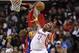 Dec 6, 2013; Houston, TX, USA; Houston Rockets power forward Dwight Howard (12) gets a rebound during the third quarter against the Golden State Warriors at Toyota Center. The Rockets defeated the Warriors 105-83. Mandatory Credit: Troy Taormina-USA TODA