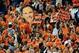 Dec 6, 2013; Detroit, MI, USA; Bowling Green Falcons fans hold a Dave Clawson cardboard cutout after a touchdown during the first quarter against the Northern Illinois Huskies at Ford Field. Mandatory Credit: Andrew Weber-USA TODAY Sports