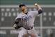Oct 5, 2013; Boston, MA, USA; Tampa Bay Rays starting pitcher David Price (14) pitches during the first inning in game two of the American League divisional series playoff baseball game against the Boston Red Sox at Fenway Park. Mandatory Credit: Bob DeCh
