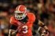 Nov 23, 2013; Athens, GA, USA; Georgia Bulldogs running back Todd Gurley (3) runs for a touchdown after a catch in the first half against the Kentucky Wildcats at Sanford Stadium. Mandatory Credit: Daniel Shirey-USA TODAY Sports