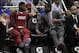 Nov 20, 2013; Orlando, FL, USA; Miami Heat small forward LeBron James (6) and shooting guard Dwyane Wade (right) talk on the bench against the Orlando Magic during the second quarter at Amway Center. Mandatory Credit: Kim Klement-USA TODAY Sports