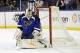 Nov 7, 2013; St. Louis, MO, USA; St. Louis Blues goalie Brian Elliott (1) makes a save against the Calgary Flames during the first period at Scottrade Center. Mandatory Credit: Jeff Curry-USA TODAY Sports