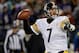 BALTIMORE, MD - NOVEMBER 28: Quarterback Ben Roethlisberger #7 of the Pittsburgh Steelers throws a pass against the Baltimore Ravens at M&T Bank Stadium on November 28, 2013 in Baltimore, Maryland. The Baltimore Ravens won, 22-20. (Photo by Patrick Smith/