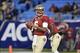 Dec 7, 2013; Charlotte, NC, USA; Florida State Seminoles quarterback Jameis Winston (5) warms up before the game at Bank of America Stadium. Mandatory Credit: Bob Donnan-USA TODAY Sports