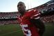 SAN FRANCISCO, CA - DECEMBER 1: Tight end Vernon Davis #85 of the San Francisco 49ers walks on the field after his game against the St. Louis Rams on December 1, 2013 at Candlestick Park in San Francisco, California. The 49ers defeated the Rams 23-13 (Pho