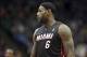 Dec 7, 2013; Minneapolis, MN, USA; Miami Heat small forward LeBron James (6) looks on during the second half against the Minnesota Timberwolves at Target Center. The Heat won 103-82. Mandatory Credit: Jesse Johnson-USA TODAY Sports