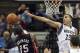 Dec 7, 2013; Minneapolis, MN, USA; Minnesota Timberwolves shooting guard Kevin Martin (23) attempts to block a shot from Miami Heat point guard Mario Chalmers (15) in the second half at Target Center. The Heat won 103-82. Mandatory Credit: Jesse Johnson-U