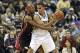 Dec 7, 2013; Minneapolis, MN, USA; Miami Heat shooting guard Ray Allen (34) plays tight defense on Minnesota Timberwolves shooting guard Kevin Martin (23) in the first half at Target Center. Mandatory Credit: Jesse Johnson-USA TODAY Sports