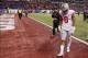 Dec 7, 2013; Indianapolis, IN, USA; Ohio State Buckeyes wide receiver Evan Spencer (6) walks off the field dejected after losing to the Michigan State Spartans in the Big 10 Championship game at Lucas Oil Stadium. Michigan State defeats Ohio State 34-24.
