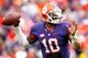 CLEMSON, SC - NOVEMBER 23: Tajh Boyd #10 of the Clemson Tigers drops back to pass during the game against the Citadel Bulldogs at Memorial Stadium on November 23, 2013 in Clemson, South Carolina. (Photo by Tyler Smith/Getty Images)
