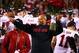 Dec 7, 2013; Tempe, AZ, USA; Stanford Cardinal head coach David Shaw celebrates with roses after the game against the Arizona State Sun Devils at Sun Devil Stadium. Stanford defeated Arizona State 38-14. Mandatory Credit: Mark J. Rebilas-USA TODAY Sports