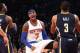 NEW YORK, NY - NOVEMBER 20: Carmelo Anthony #7 of the New York Knicks reacts after scoring a basket against the Indiana Pacers at Madison Square Garden on November 20, 2013 in New York City. NOTE TO USER: User expressly acknowledges and agrees that, by do