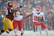 Dec 8, 2013; Landover, MD, USA; Kansas City Chiefs running back Jamaal Charles (25) rushes the ball against the Washington Redskins during the first quarter at FedEx Field. Mandatory Credit: Brad Mills-USA TODAY Sports