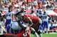 EJ Manuel spent a lot of time in this position on Sunday.