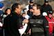 THOUSAND OAKS, CA - DECEMBER 07: Tiger Woods and Zach Johnson shake hands after finishing their rounds during the third round of the Northwestern Mutual World Challenge at Sherwood Country Club on December 7, 2013 in Thousand Oaks, California. (Photo by