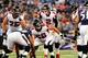 Aug 15, 2013; Baltimore, MD, USA; Atlanta Falcons quarterback Matt Ryan (2) communicates with the offensive line in the first quarter against the Baltimore Ravens at M&T Bank Stadium. Mandatory Credit: Evan Habeeb-USA TODAY Sports