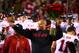 Dec 7, 2013; Tempe, AZ, USA; Stanford Cardinal head coach David Shaw celebrates with roses after the game against the Arizona State Sun Devils at Sun Devil Stadium. Stanford defeated Arizona State 38-14. Mandatory Credit: Mark J. Rebilas-USA TODAY Sports
