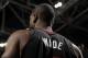CLEVELAND, OH - NOVEMBER 27: Close up shot of the back of Dwyane Wade #3 of the Miami Heat during a break in the action against the Cleveland Cavaliers at The Quicken Loans Arena on November 27, 2013 in Cleveland, Ohio. NOTE TO USER: User expressly ackno