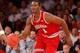 Nov 22, 2013; New York, NY, USA; Indiana Hoosiers forward Noah Vonleh (1) brings the ball up court during the first half against the Connecticut Huskies at Madison Square Garden. Mandatory Credit: Jim O'Connor-USA TODAY Sports