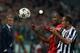 TURIN, ITALY - OCTOBER 02: Didier Drogba of Galatasaray AS (L) and Giorgio Chiellini of Juventus compete for the ball during UEFA Champions League Group B match between Juventus and Galatasaray AS at Juventus Arena on October 2, 2013 in Turin, Italy. (P