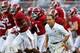 TUSCALOOSA, AL - OCTOBER 19: Head coach Nick Saban of the Alabama Crimson Tide leads his team onto the field to warm up prior to facing the Arkansas Razorbacks at Bryant-Denny Stadium on October 19, 2013 in Tuscaloosa, Alabama. (Photo by Kevin C. Cox/Ge