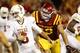 AMES, IA - OCTOBER 3: Defensive end Nick Kron #69 of the Iowa State Cyclones puts pressure on quarterback Case McCoy #6 of the Texas Longhorns in the second half of play at Jack Trice Stadium on October 3, 2013 in Ames, Iowa. Texas defeated Iowa State 31