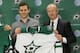 DALLAS, TX - JULY 9: (L-R) President and C.E.O. of the Dallas Stars, James R. Lites, Shawn Horcoff, Tyler Seguin, and General Manager Jim Nill , speak at a press conference introducing Shawn Horcoff and Tyler Seguin to the Dallas Stars at the American Air