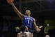 Dec 7, 2013; Boulder, CO, USA; Kansas Jayhawks guard Wayne Selden, Jr. (1) attempts a basket over the top of Colorado Buffaloes guard Spencer Dinwiddie (25) in the first half at Coors Events Center. Mandatory Credit: Ron Chenoy-USA TODAY Sports
